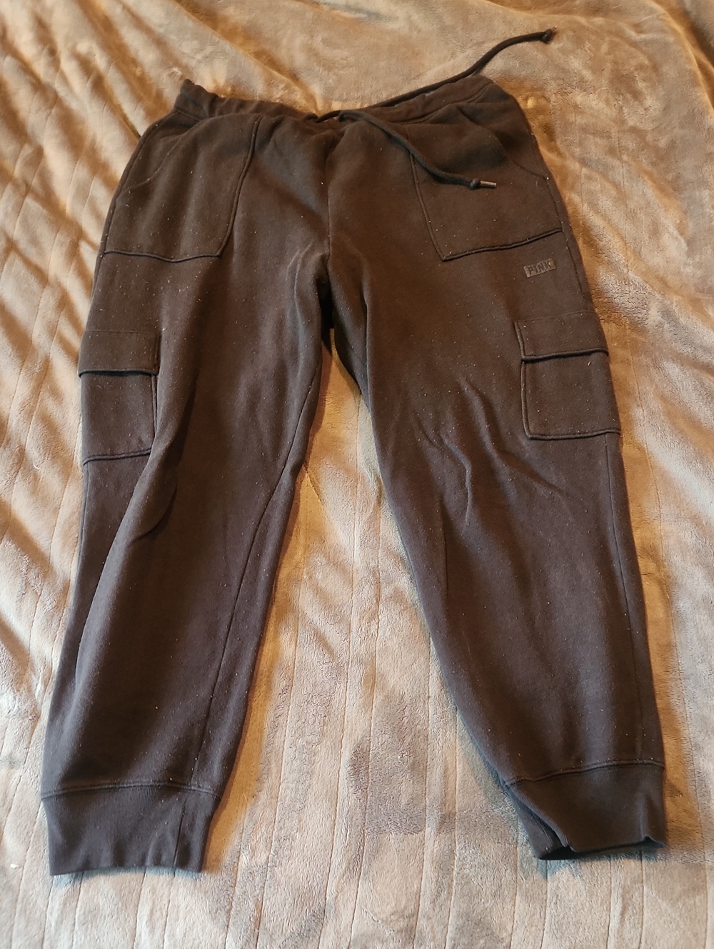 PINK Victoria's Secret Women's Black Cargo Joggers, Size Large